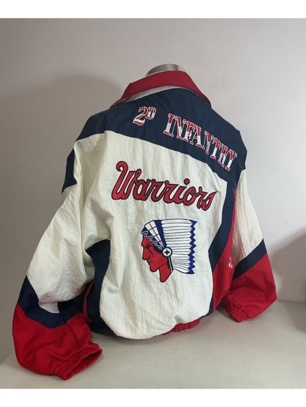 Vintage Indian Warrior Jacket Windbreaker Coat 80s 90s Mens Medium